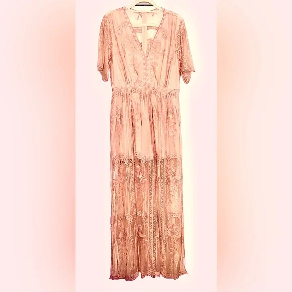 Unbranded | Dresses | 3mauve Lace Maxi Romper Dress Shes Absolutely  Stunning Size Med | Poshmark